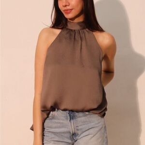 Hammered Satin Halter Bubble Top